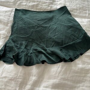 100% silk emerald green mini skirt